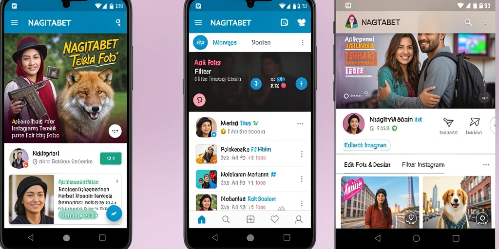 Antarmuka NAGITABET dengan berbagai pilihan filter Instagram yang menarik.