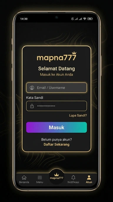 Tampilan halaman login mapna777